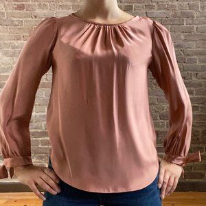 Rebecca Taylor Charm Tie Peach Silk Top (2), NWT